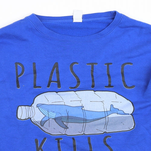 Lane Seven Mens Blue   Pullover Sweatshirt Size S  - plastic kills