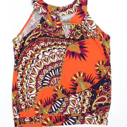 Wallis Womens Orange Geometric  Basic Blouse Size S