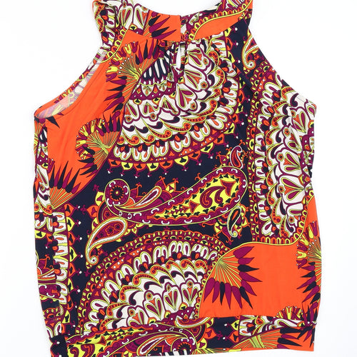 Wallis Womens Orange Geometric  Basic Blouse Size S