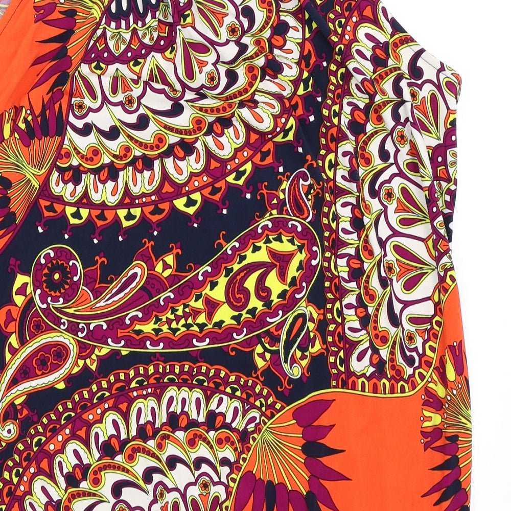 Wallis Womens Orange Geometric  Basic Blouse Size S