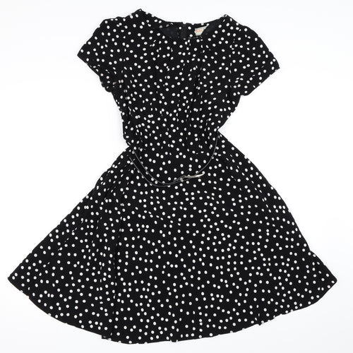 Billie & Blossom Womens Black Polka Dot  Skater Dress  Size 10