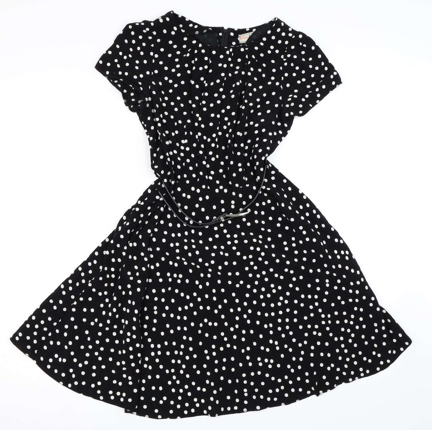 Billie & Blossom Womens Black Polka Dot  Skater Dress  Size 10