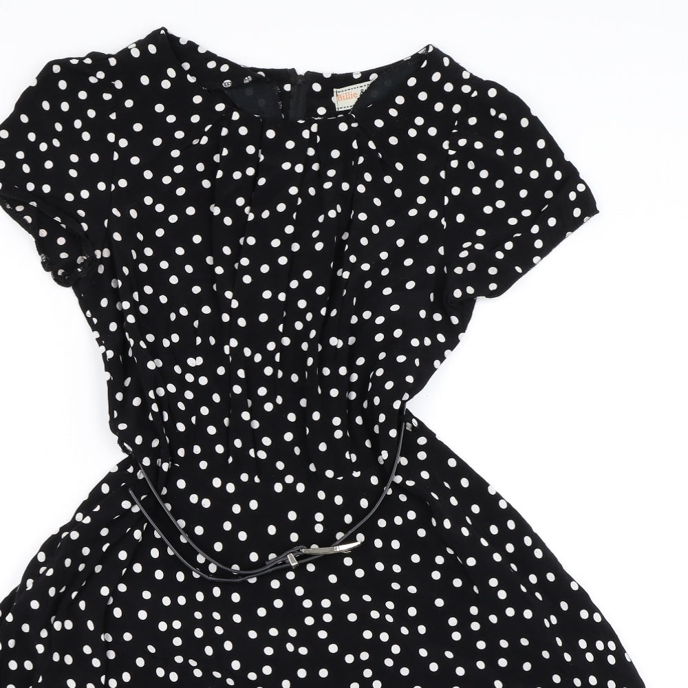 Billie & Blossom Womens Black Polka Dot  Skater Dress  Size 10