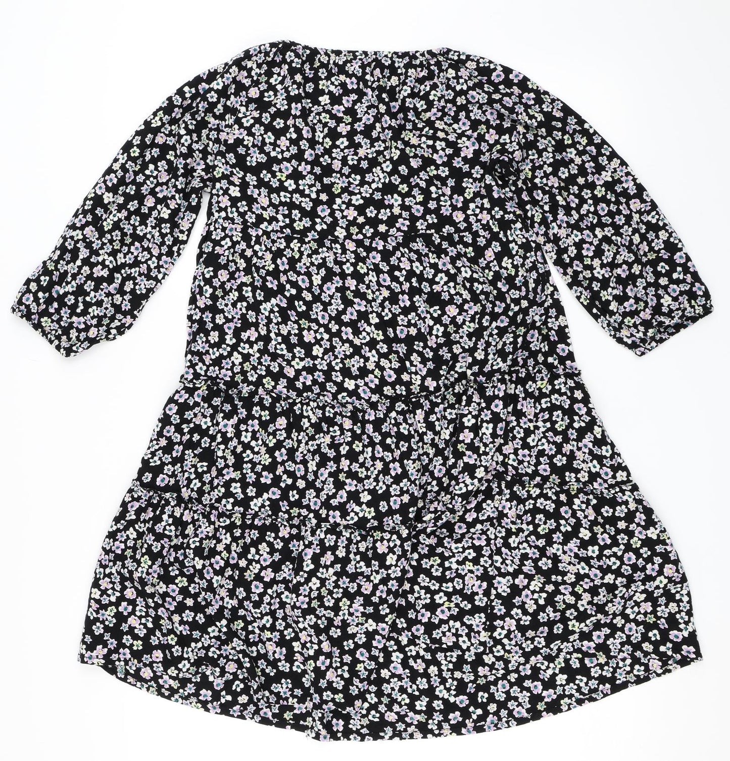 NEXT Girls Black Floral  Skater Dress  Size 12 Years