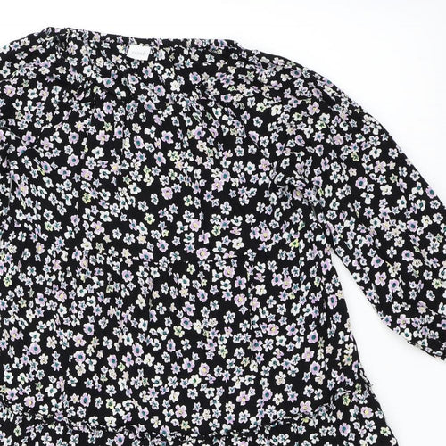 NEXT Girls Black Floral  Skater Dress  Size 12 Years