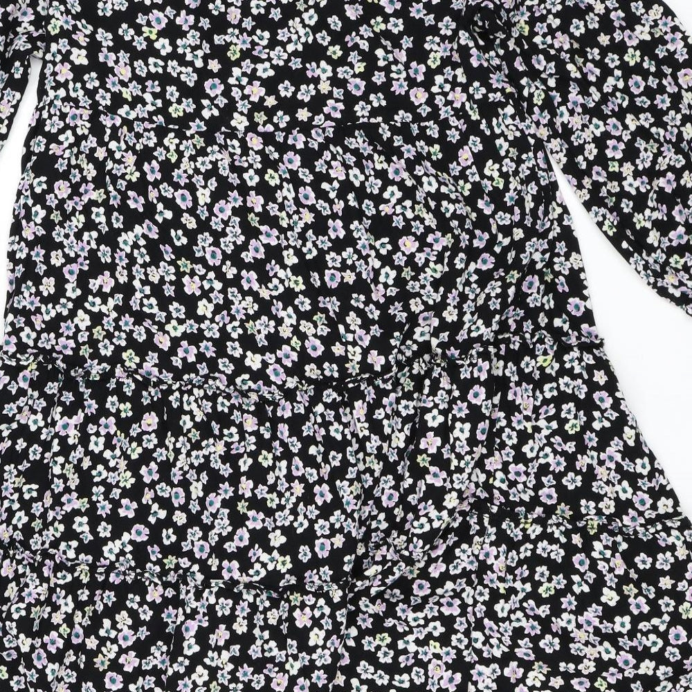 NEXT Girls Black Floral  Skater Dress  Size 12 Years