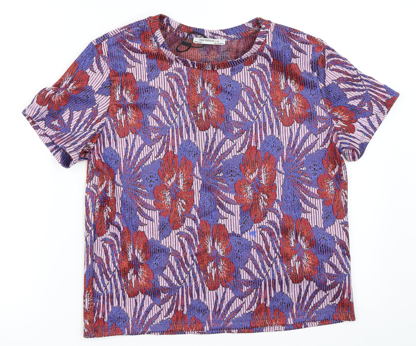 Zara Womens Blue Floral  Basic Blouse Size S
