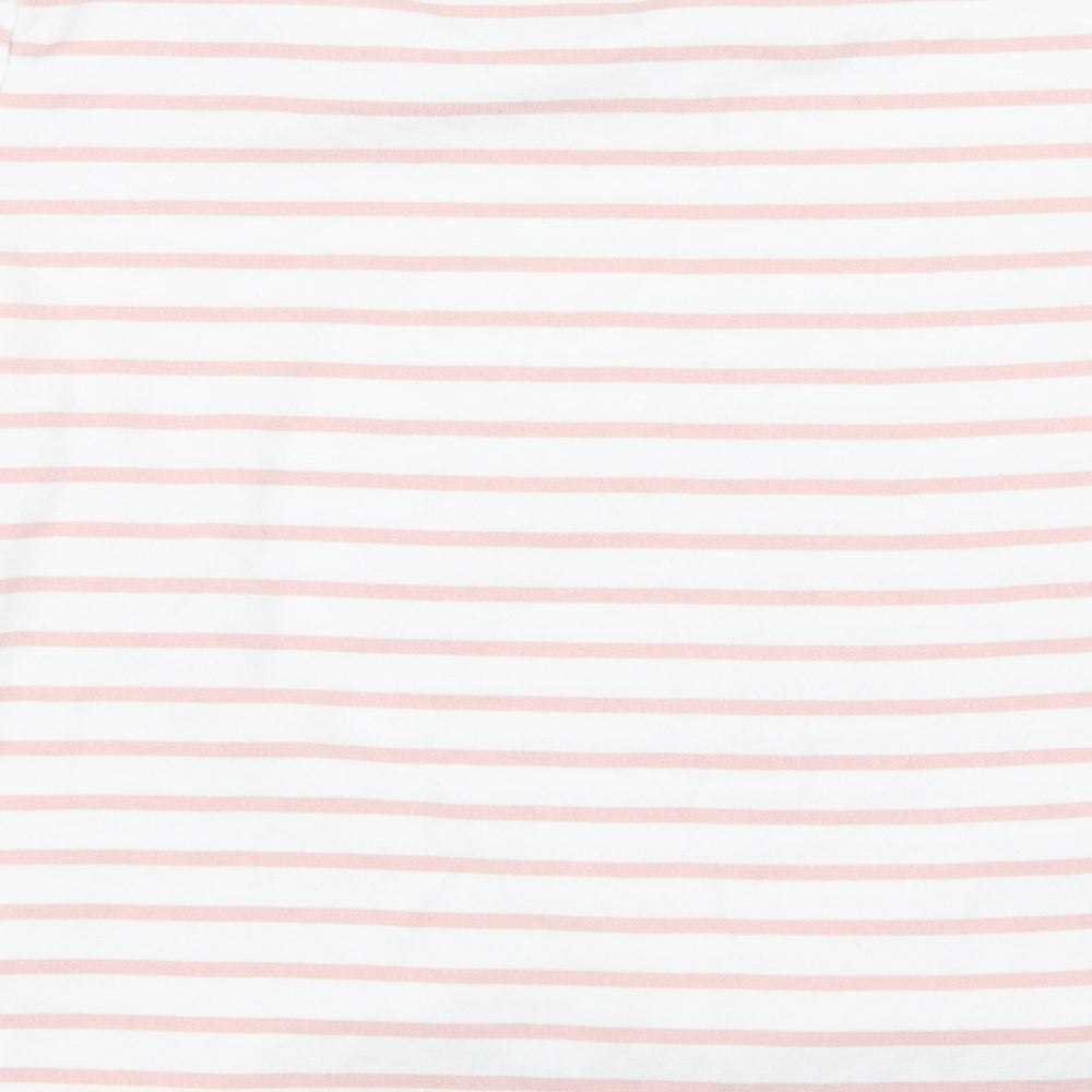 Arabella & Addison Womens Pink Striped  Basic T-Shirt Size 14