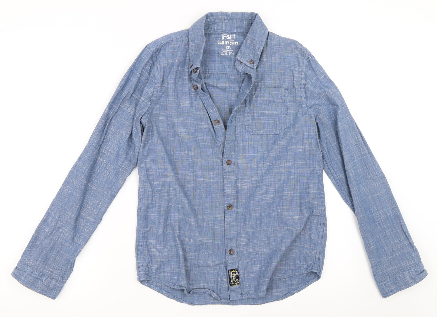 F&F Boys Blue   Basic Button-Up Size 11-12 Years
