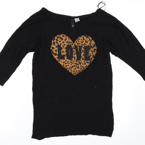 H&M Womens Black   Basic T-Shirt Size 8