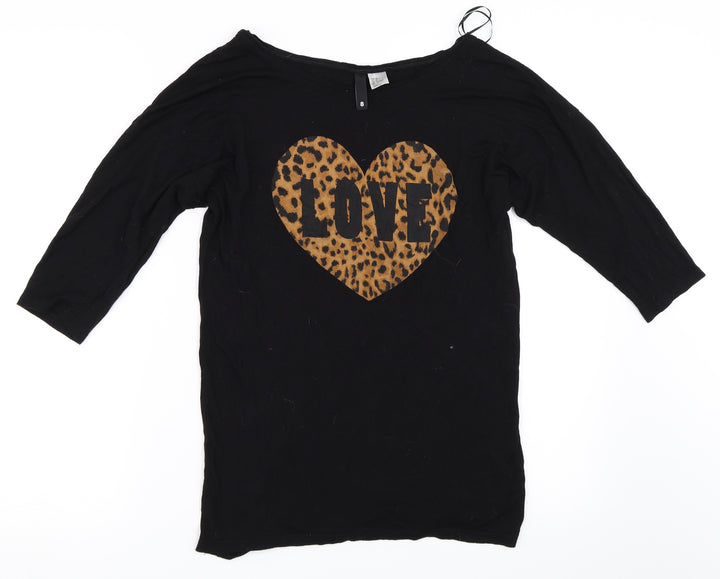 H&M Womens Black Basic T-Shirt Size 8