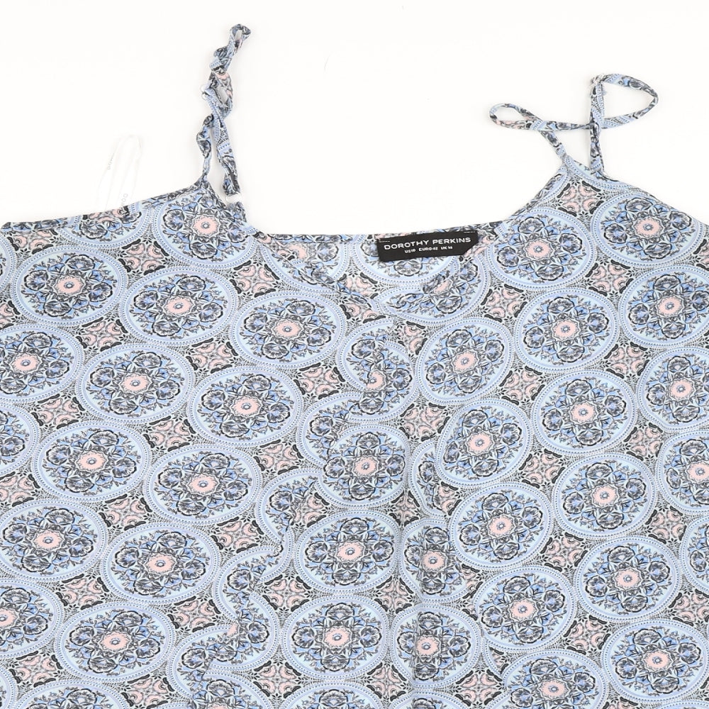 Dorothy Perkins Womens Blue Geometric  Basic Blouse Size 14