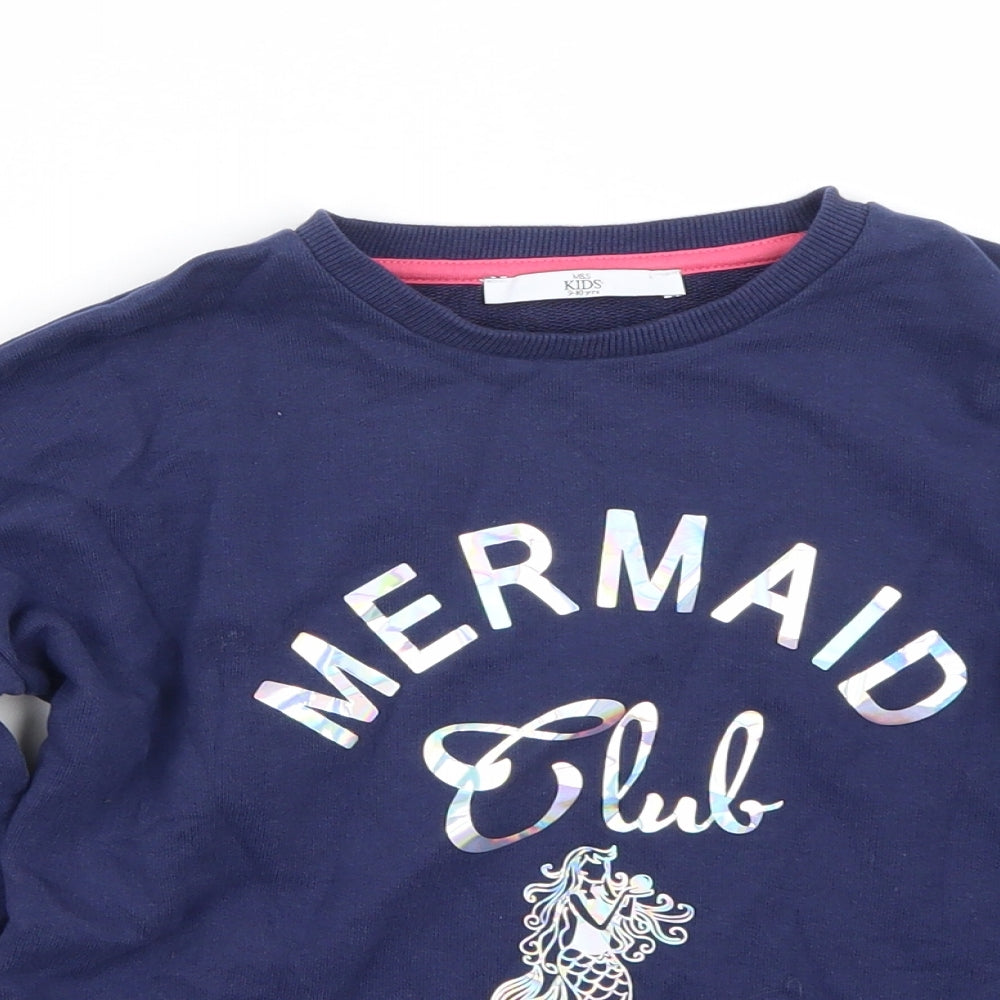 Marks and Spencer Girls Blue   Pullover Jumper Size 9-10 Years