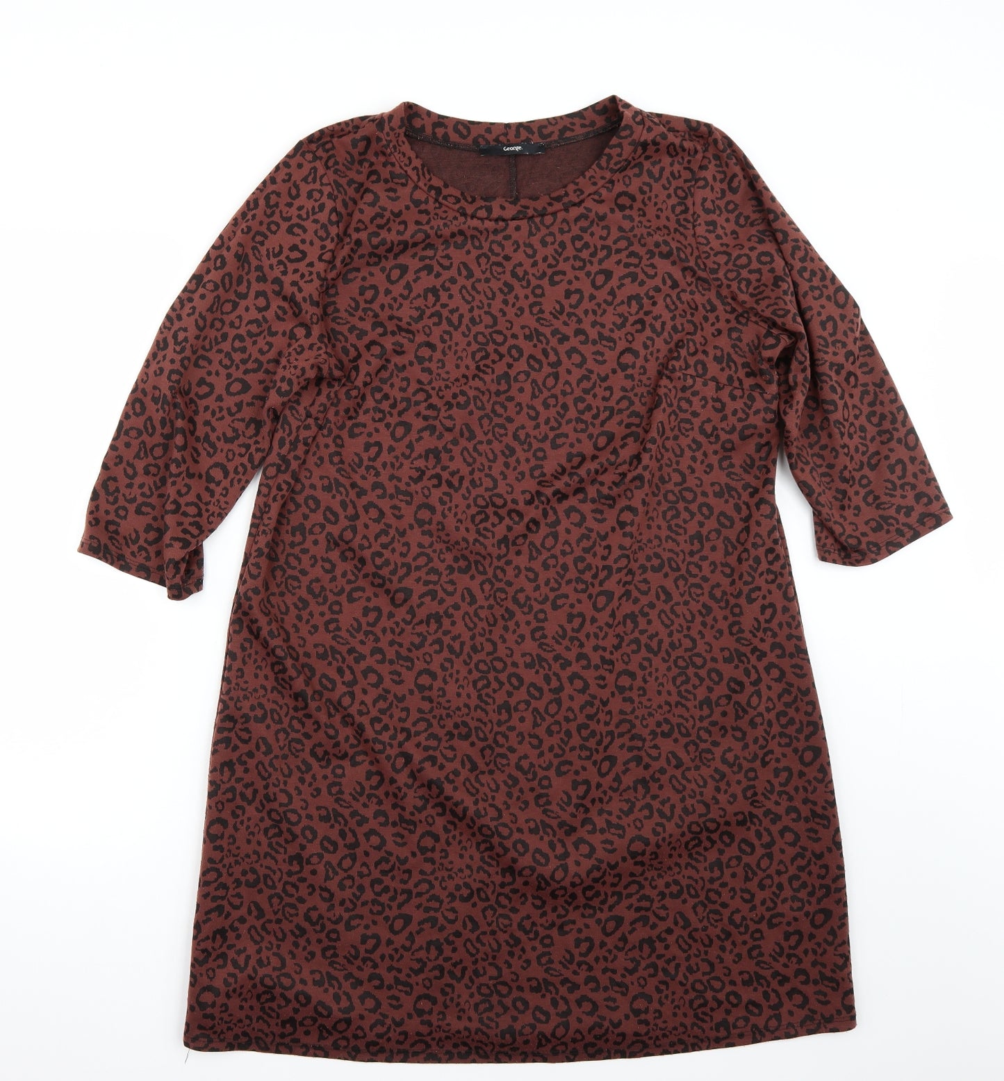 George Womens Brown Animal Print Rayon A-Line  Size 16