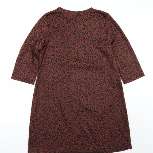 George Womens Brown Animal Print Rayon A-Line  Size 16
