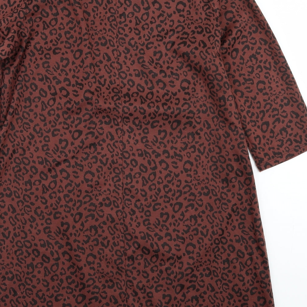 George Womens Brown Animal Print Rayon A-Line  Size 16