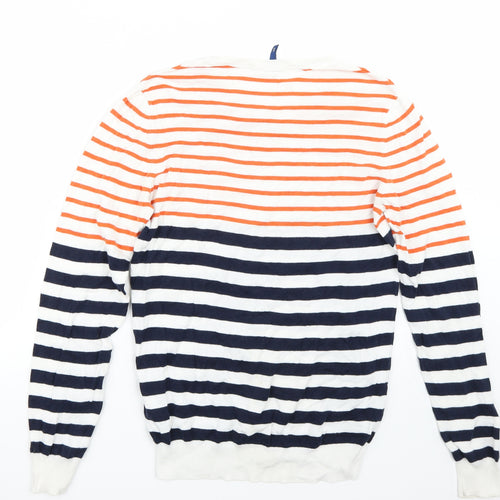 H&M Mens White Striped  Pullover Jumper Size M