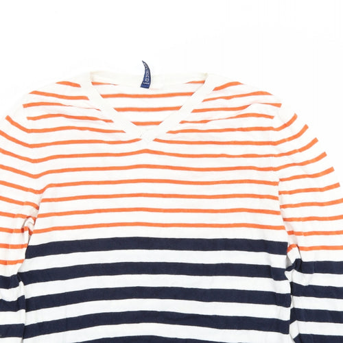 H&M Mens White Striped  Pullover Jumper Size M