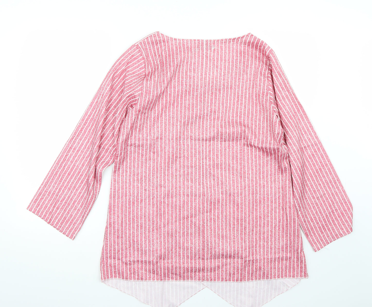 Miss look Womens Red Striped  Basic T-Shirt Size L