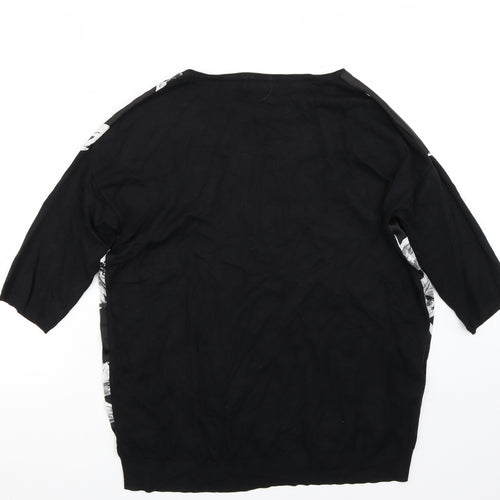 Papaya Womens Black Floral  Basic T-Shirt Size M