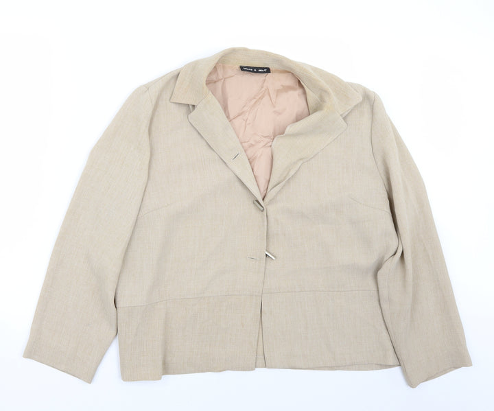 Warp + Weft Womens Beige   Jacket Blazer Size 18