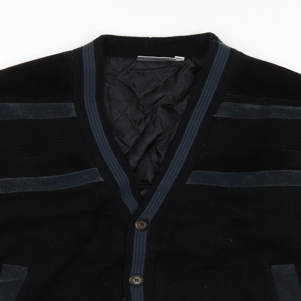 Gianfranco Mens Black  Knit Jacket Coatigan Size M