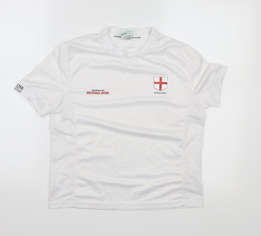 Front view of FIFA boys’ white basic t-shirt, size 11-12, years - russia 2018 world cup