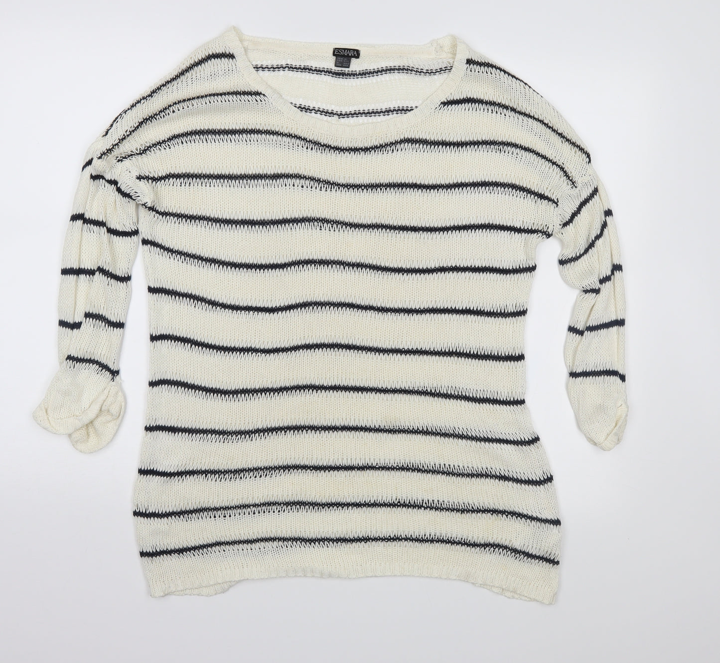 ESMARA Womens Ivory Striped Knit Pullover Jumper Size 12
