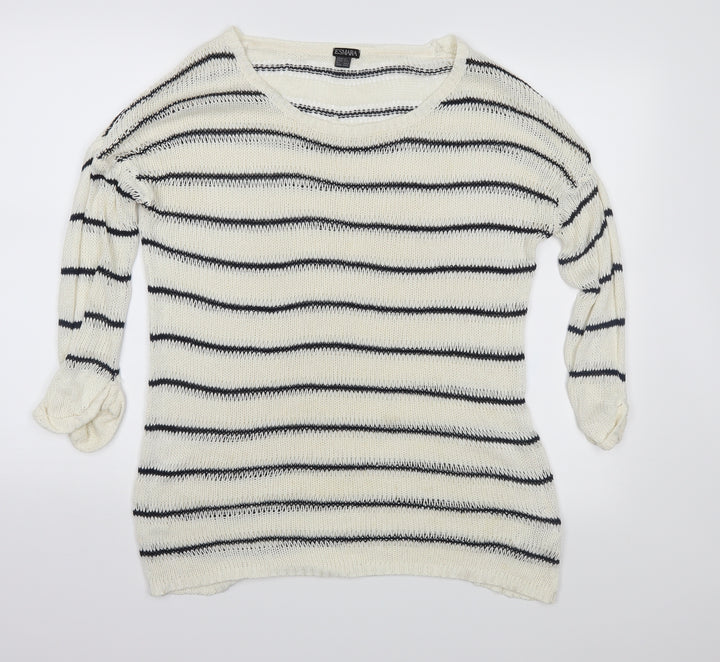 ESMARA Womens Ivory Striped Knit Pullover Jumper Size 12