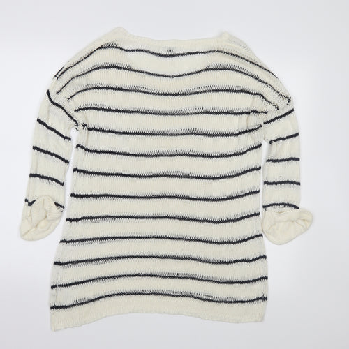 ESMARA Womens Ivory Striped Knit Pullover Jumper Size 12