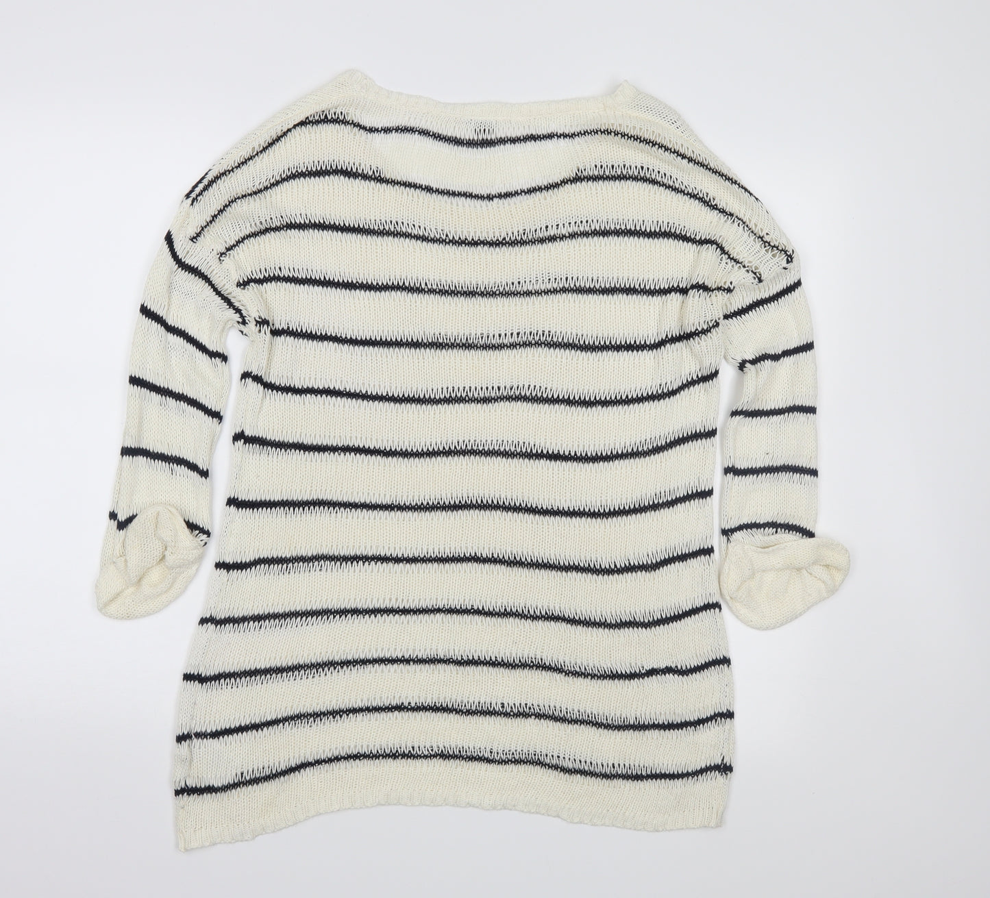 ESMARA Womens Ivory Striped Knit Pullover Jumper Size 12