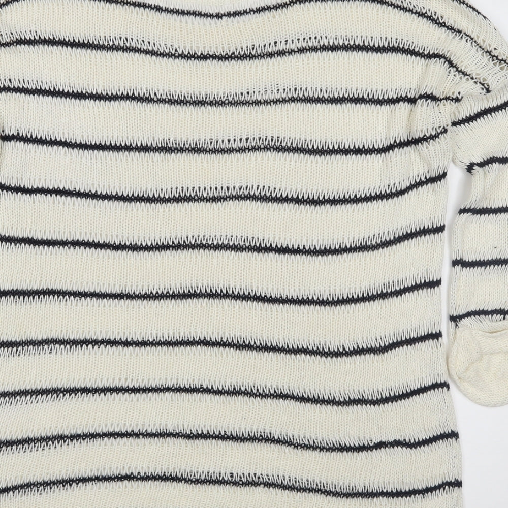 ESMARA Womens Ivory Striped Knit Pullover Jumper Size 12