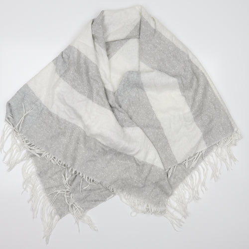 Preworn Womens Grey Striped Knit  Shawl/Wrap