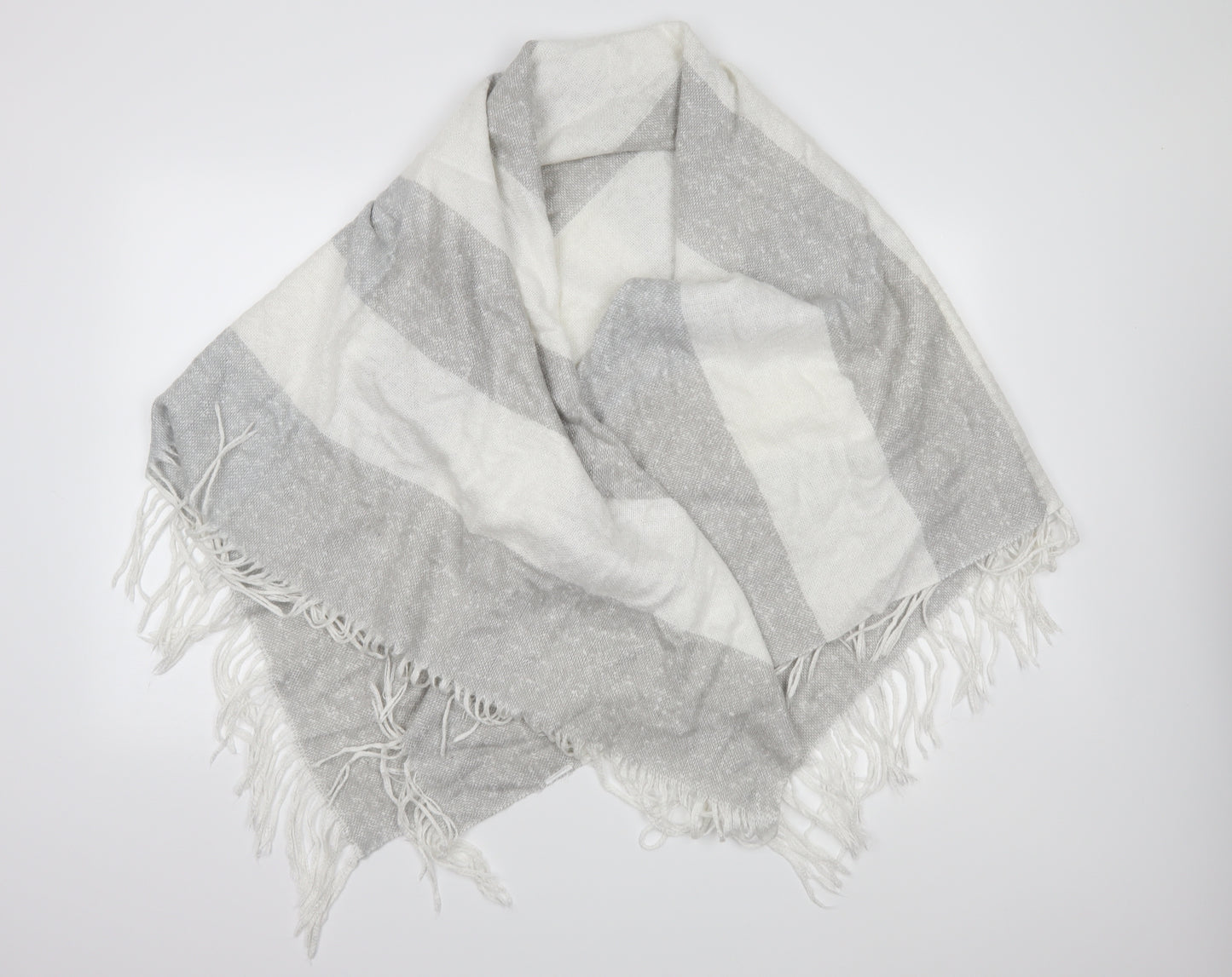 Preworn Womens Grey Striped Knit  Shawl/Wrap