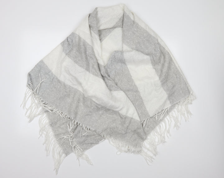 Preworn Womens Grey Striped Knit  Shawl/Wrap
