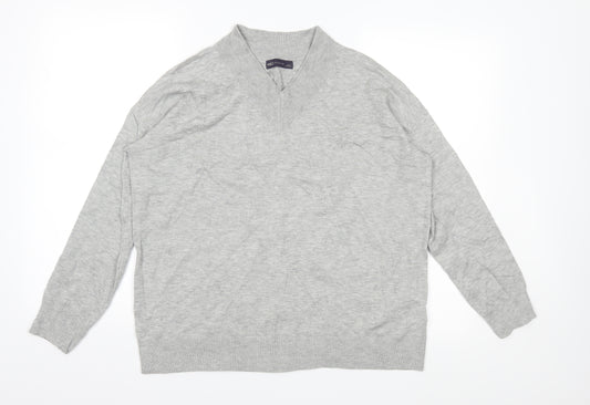 Front view of Marks & Spencer men’s grey knit jumper, size M