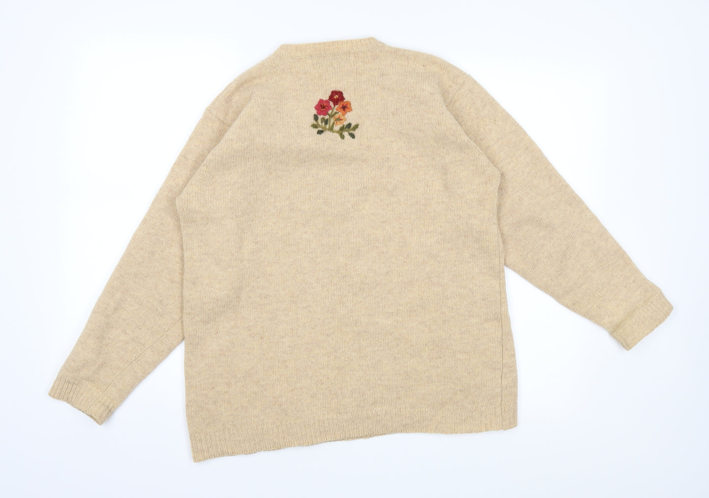 Tulchan Womens Brown Floral Knit Pullover Jumper Size M