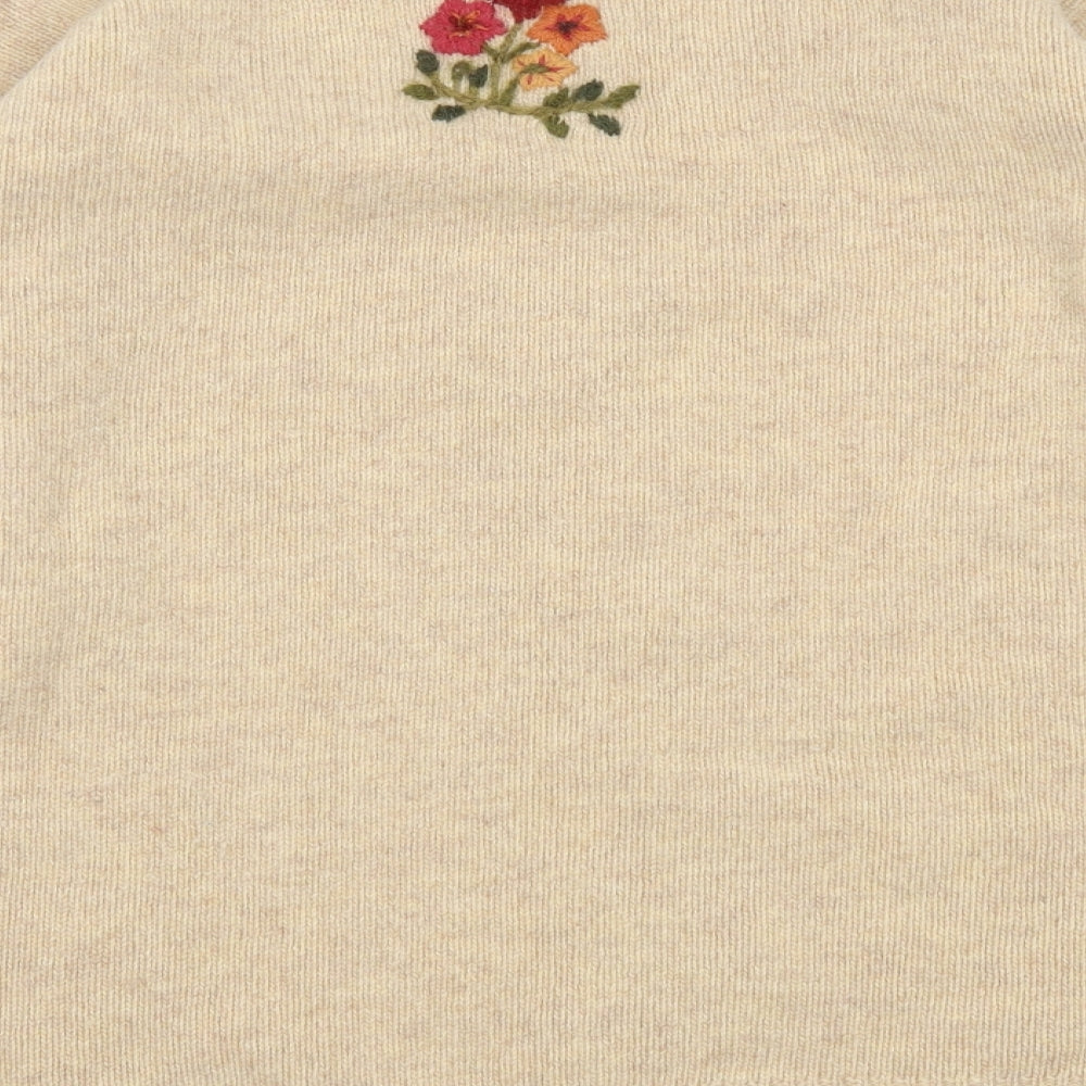 Tulchan Womens Brown Floral Knit Pullover Jumper Size M