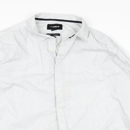 Pull&Bear Mens Grey Polka Dot   Button-Up Size L