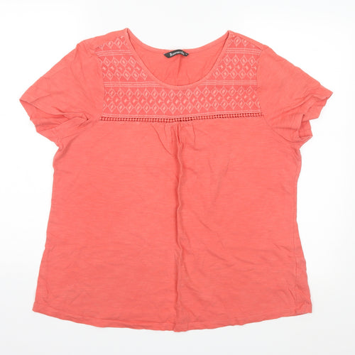 Bonmarché Womens Pink Geometric  Basic T-Shirt Size 14