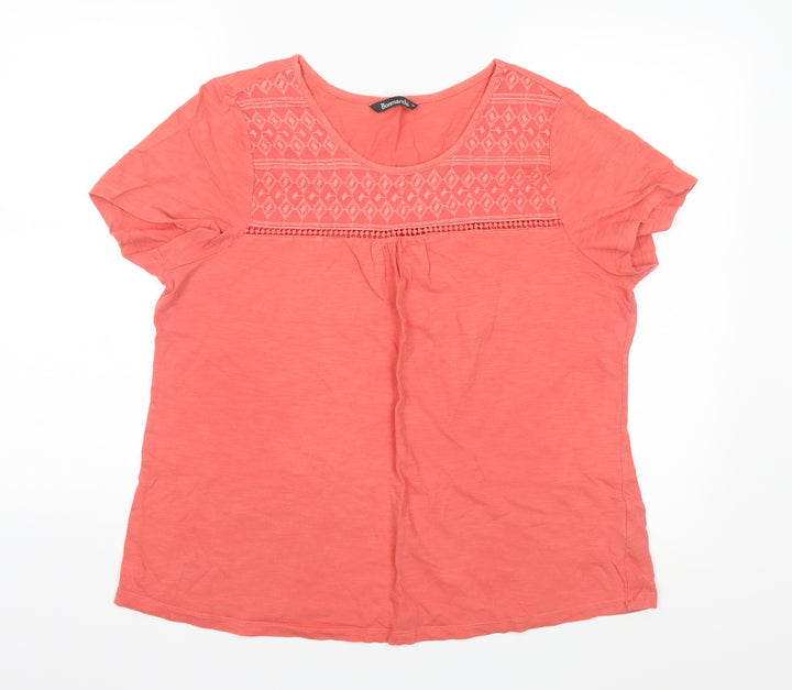 Bonmarché Womens Pink Geometric Basic T-Shirt Size 14