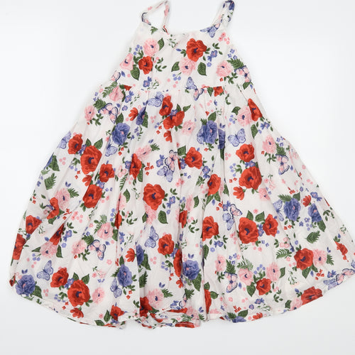 H&M Girls White Floral  Fit & Flare  Size 8 Years