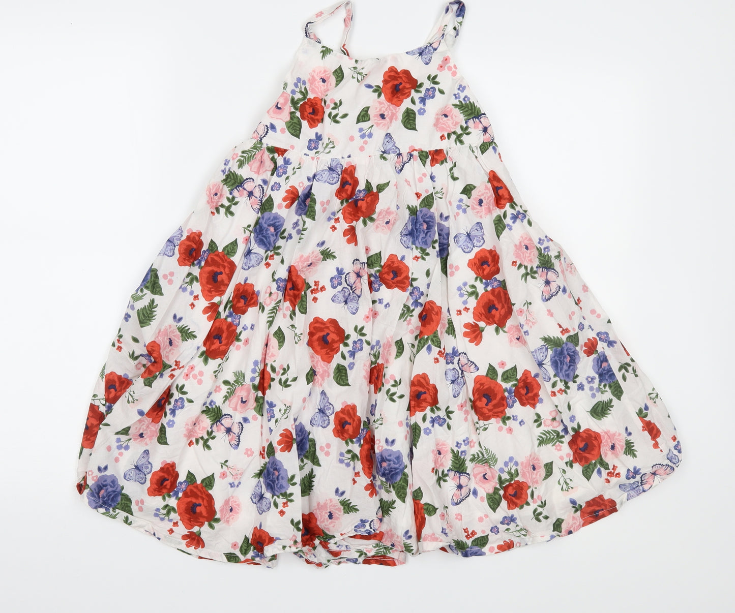 H&M Girls White Floral  Fit & Flare  Size 8 Years