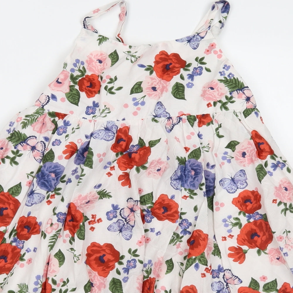 H&M Girls White Floral  Fit & Flare  Size 8 Years