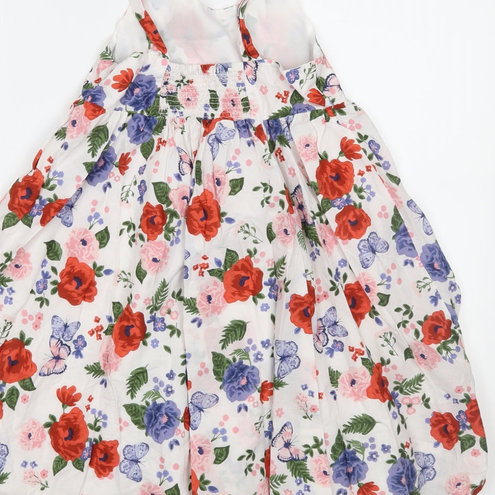 H&M Girls White Floral  Fit & Flare  Size 8 Years