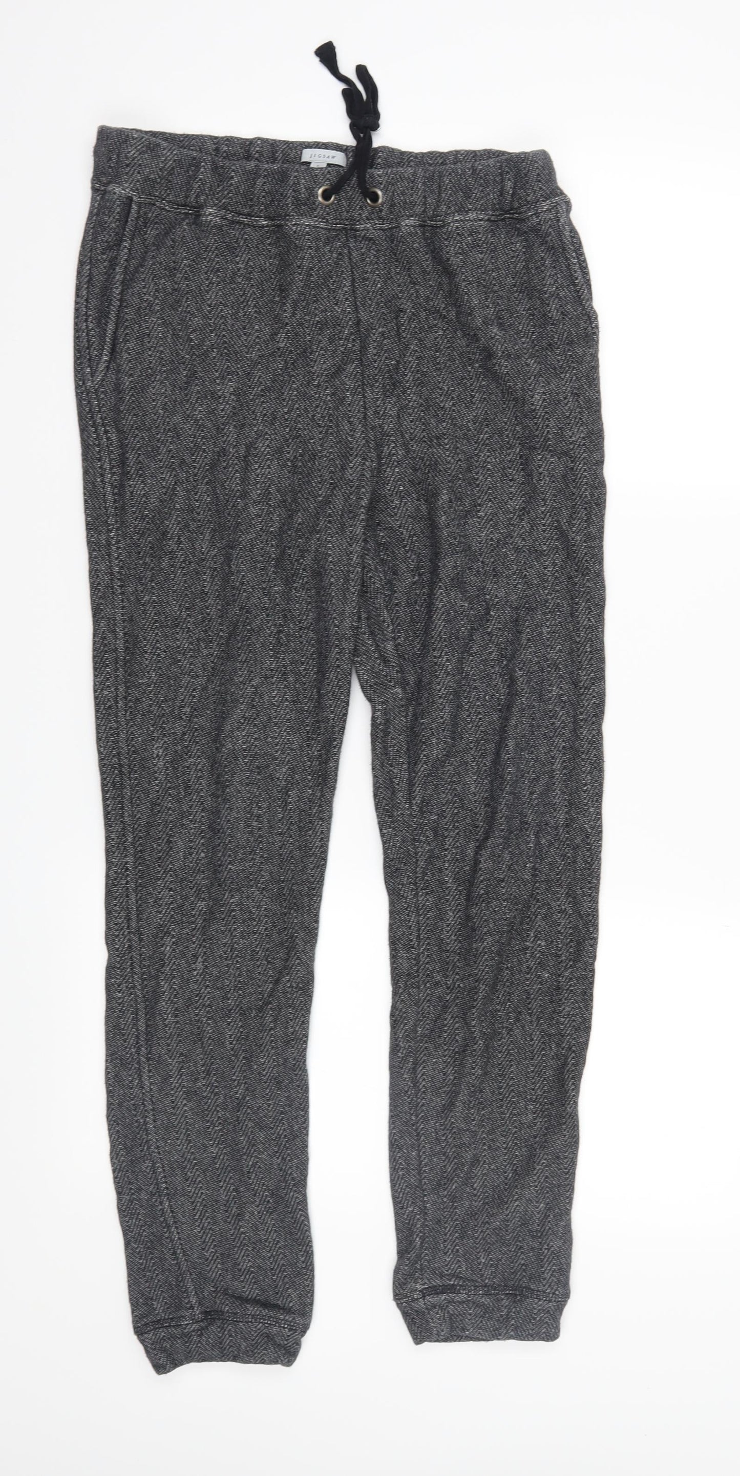 Jigsaw Womens Grey Herringbone  Jogger Trousers Size S L28 in