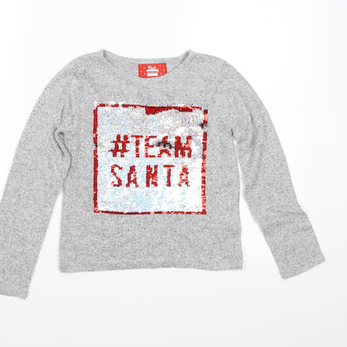 Primark Girls Grey  Knit Pullover Jumper Size 10-11 Years  - Xmas