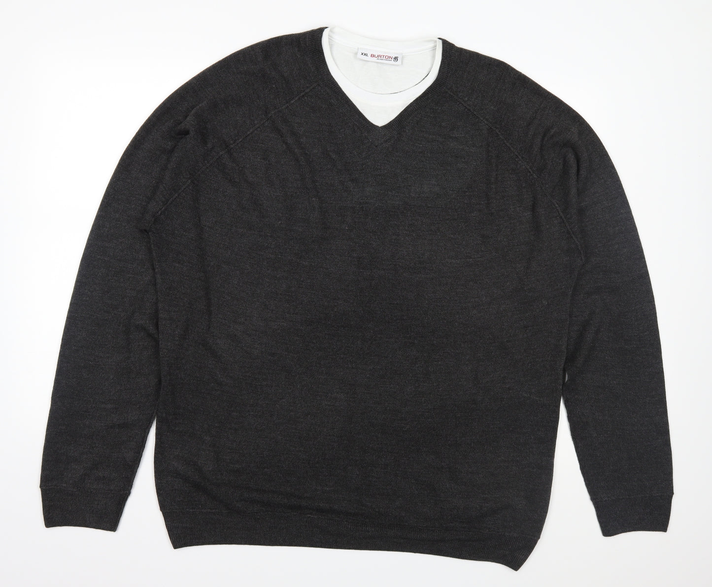 Burton Mens Grey  Knit Pullover Jumper Size 2XL