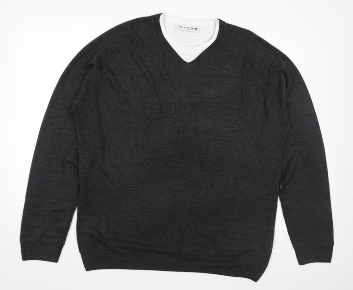 Burton Mens Grey  Knit Pullover Jumper Size 2XL