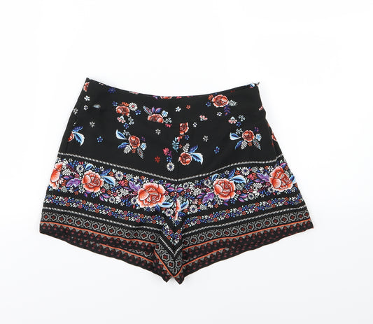 Front view of New Look girls’ black floral chiffon sailor shorts, size 10, years